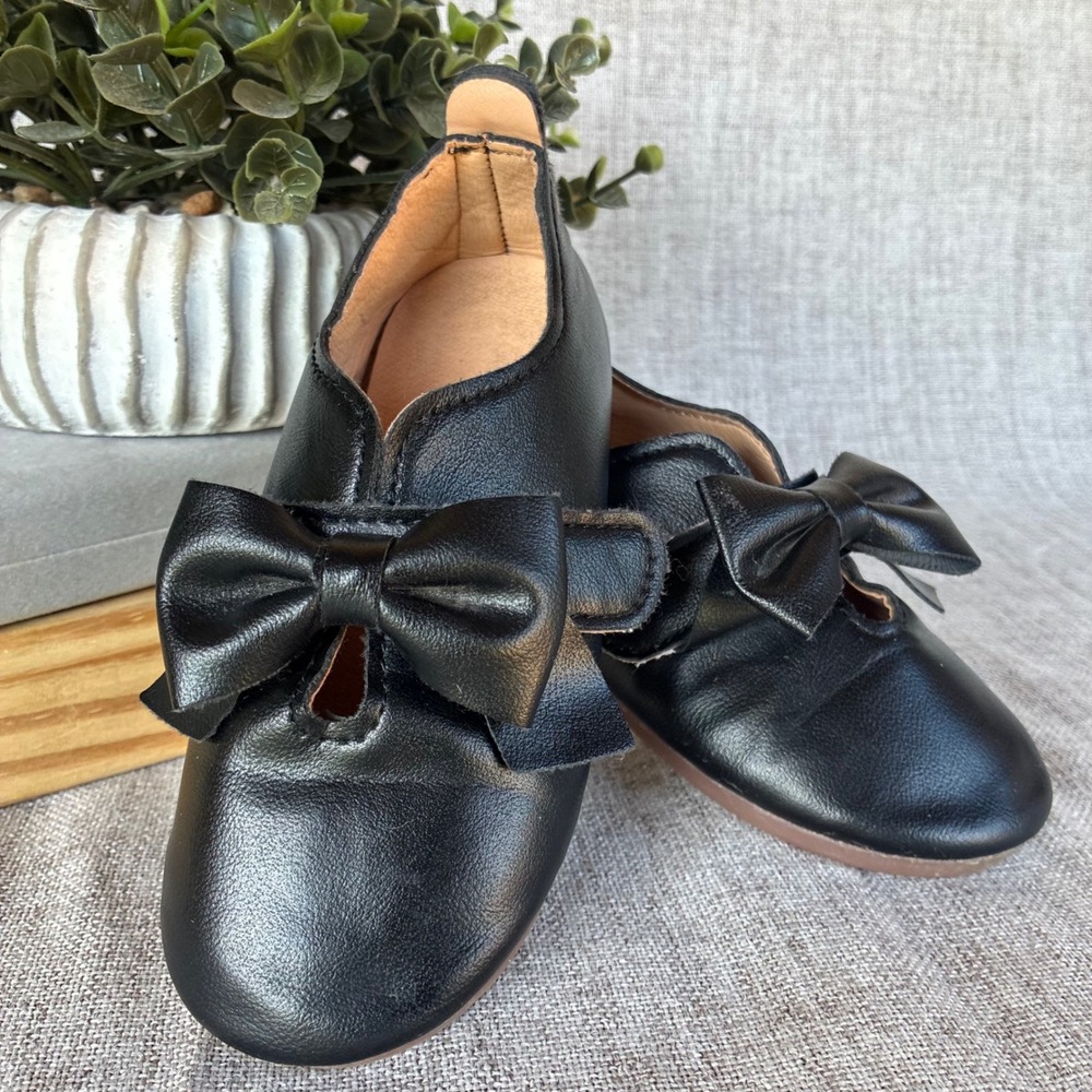 Mary Jane Flats Black 26 Toddler Bow Strap Dress Shoes